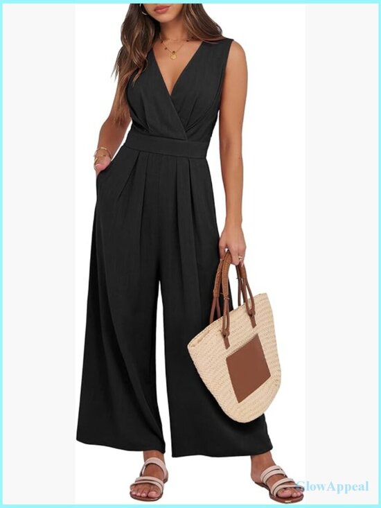 Pants - Sleeveless V Neck Jumpsuit Romper Summer Outfits Dressy Casual
